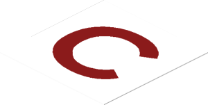 Sticker  1.7 x  1.7 with Dark_Red "C"