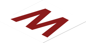 Sticker  1.7 x  1.7 with Dark_Red "M"