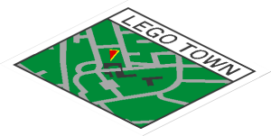 Sticker  3.5 x  3.9 with "LEGO TOWN" Map