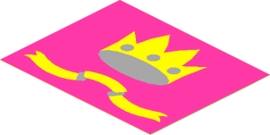 Sticker Flag with Crown on Dark Pink Background