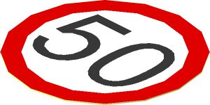 Sticker  1.8 x  1.8 Round with Roadsign "50"