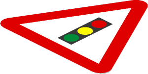 Sticker Roadsign Triangular with Traffic Light