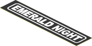 Sticker  0.8 x  3.9 with White on Black "Emerald Night"