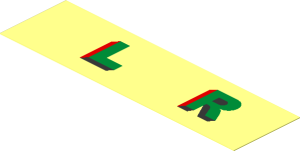 Sticker  1.1 x  3.9 with "L R"