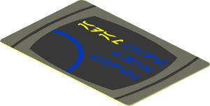 Sticker  1.1 x  1.7 with Aurebesh Characters "ADAM" and Planet Outline