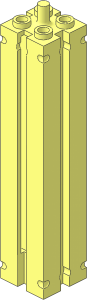 Brick  2 x  2 x  8 with Vertical Grooves on All Sides and Peg