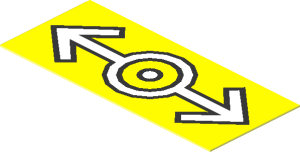 Sticker  0.8 x  1.8 with White Train Logo with Black Outline on Yellow Background