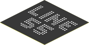 Sticker  1.8 x  1.8 with White Dot Matrix "LINE 55" on Black Background