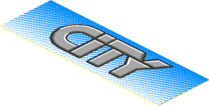 Sticker  0.9 x  2.8 with "CITY" on Blue Gradient Background