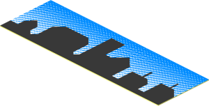 Sticker  0.9 x  2.8 with Black Skyline on Blue Gradient Background