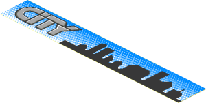 Sticker  0.9 x  5.8 with "CITY" and Black Skyline on Blue Gradient Background