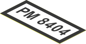 Sticker  0.8 x  1.8 with Black "PM 8404" on White Background