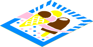 Sticker  2.3 x  1.9 with Ice Cream Cone and Popsicle