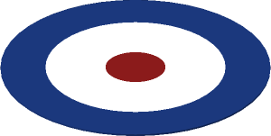 Sticker  1.6 x  1.6 Round with Red/White/DarkBlue Concentric Rings