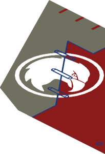 Sticker Tail Right with White Eagle Head in Circle on DkRed