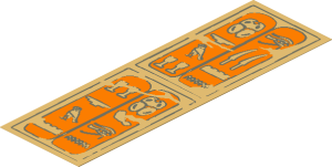 Sticker  5.8 x  1.8 Tan with Hieroglyphs, Scarab/Eye on Top
