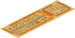 Sticker  5.8 x  1.8 with Hieroglyphs in Dark Orange Frame and Anubis Head on Top