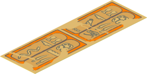 Sticker  5.8 x  1.8 with Hieroglyphs in Dark Orange Frames