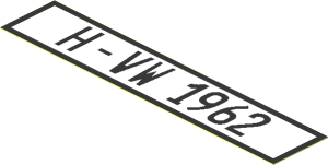 Sticker  0.7 x  3.7 with Black "H-VW 1962"