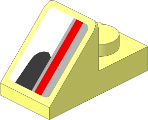 Slope Plate 45  2 x  1 with Red Line on Black, Grey and White Background Right Sticker