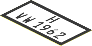Sticker  0.8 x  1.7 with Black "H VW 1962"