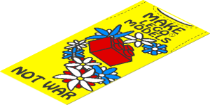 Sticker  3.7 x  1.7 with Flowers, Red LEGO Brick and "Make LEGO Models Not War"
