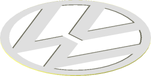 Sticker  1.7 x  1.7 Round with Chrome Silver "VW"