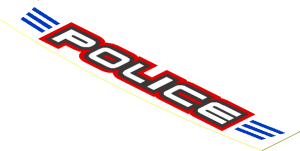 Sticker  1.0 x  4.0 with Black/Red "POLICE" on White/Blue Stripes