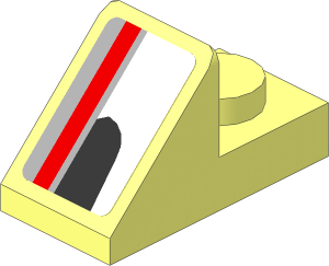 Slope Plate 45  2 x  1 with Red Line on Black, Grey and White Background Left Sticker