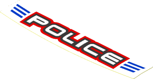 Sticker  1.0 x  4.0 with Black/Red "POLICE" on White/Blue Stripes (Formed)