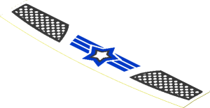 Sticker  1.0 x  4.0 with Black/Blue Star on Blue/White Stripes and Grilles (Formed)