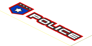 Sticker  1.1 x  3.6 with Black/Red/Blue Badge and "POLICE" Right