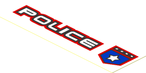 Sticker  1.1 x  3.6 with Black/Red/Blue Badge and "POLICE" Left
