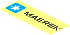 Sticker  3.7 x 10 with Maersk Logo and Text