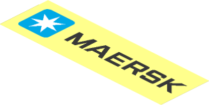 Sticker  3.4 x 11.4 with Maersk Logo and Text