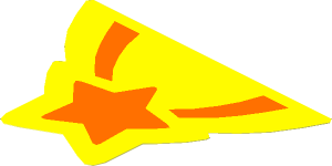 Sticker  2.9 x  4.2 with Orange and Yellow Shooting Star