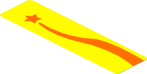 Sticker  0.8 x  3.0 with Orange and Yellow Shooting Star, S-Shape