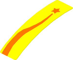 Sticker  0.9 x  2.9 with Orange and Yellow Shooting Star, Z-Shape (Formed)