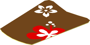 Sticker  1.6 x  1.2 Surfboard Rear with Flowers