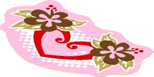 Sticker  2.8 x  4.6 with Heart and Flowers