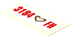 Sticker  0.9 x  1.9 with Medium Azure Heart and "3184 FH" License Plate