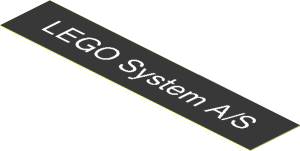 Sticker  0.75 x  3.75 White "LEGO System A/S" on Black