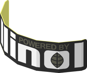 Sticker  2.6 x  0.6 with "POWERED BY allinol" on Black Background (Formed)