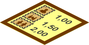Sticker  1.9 x  1.9 with Stamps and Price List