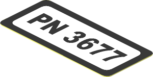 Sticker  0.8 x  1.8 with Black "PN 3677" on White Background with Black Frame