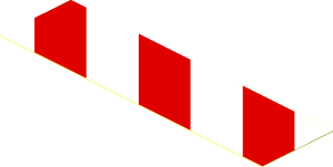 Sticker  1.0 x  3.7 with Red and White Diagonal Stripes, Top Left to Bottom Right