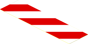 Sticker  1.0 x  3.7 with Red and White Diagonal Stripes, Top Right to Bottom Left