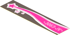 Sticker  0.9 x  3.9 with "3063-JV" and Magenta Shooting Star, Left