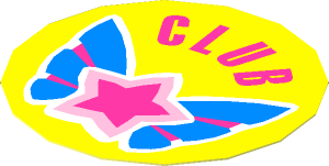 Sticker  1.9 x  1.9 Round with "CLUB" and Magenta Star on Butterfly Wings