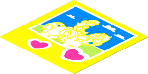 Sticker  1.9 x  1.9 with Hearts and Friends Horse and Rider